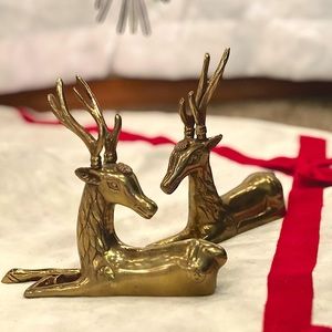 Leonard solid brass deer pair
